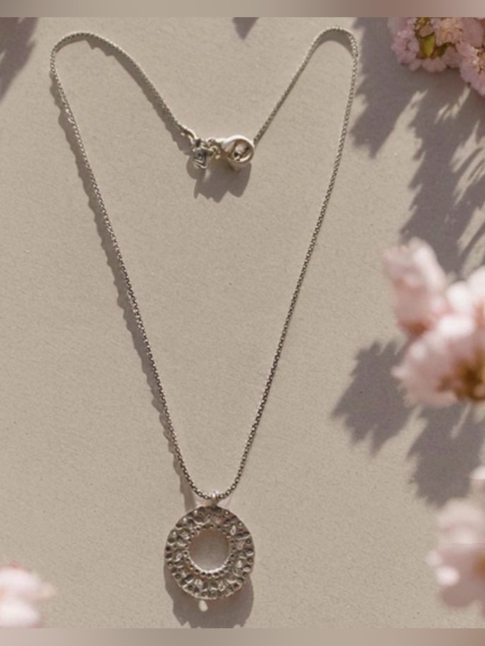 Silpada Sterling Silver Textured Circle Pendant Necklace -  N1570